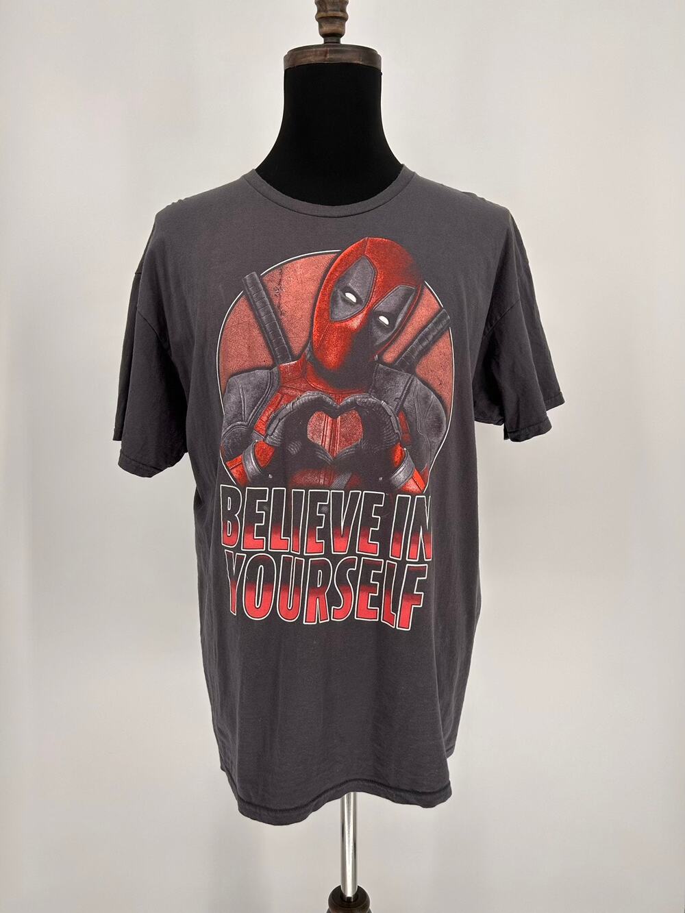 Marvel Deadpool Believe In Yourself Graphic T-Shirt Men's XL Charcoal Gray